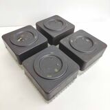 Set 4 wall lamps square ceiling lamps molded glass bubbles and black metal