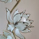 Vintage gold lotus flower floor lamp, Italian design light fixture with 3 lights.