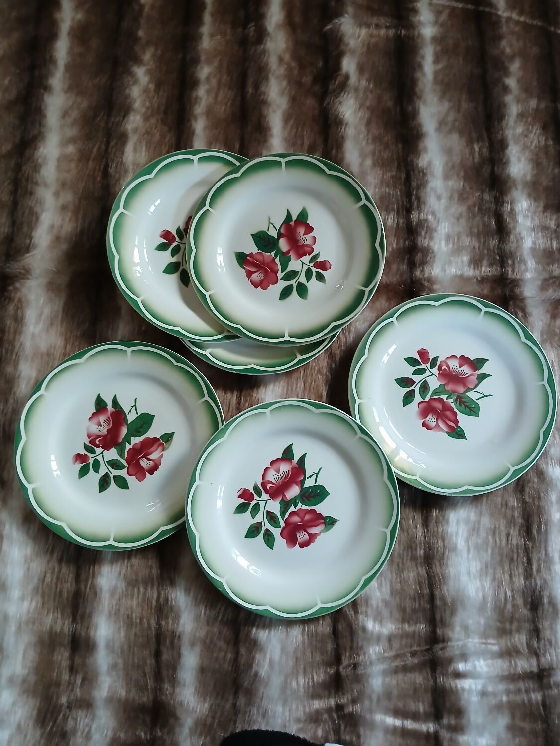 6 antique dessert plates from Digoin and Sarreguemines