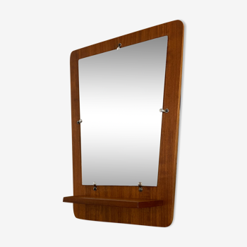 Vintage free-form teak entrance mirror 50s