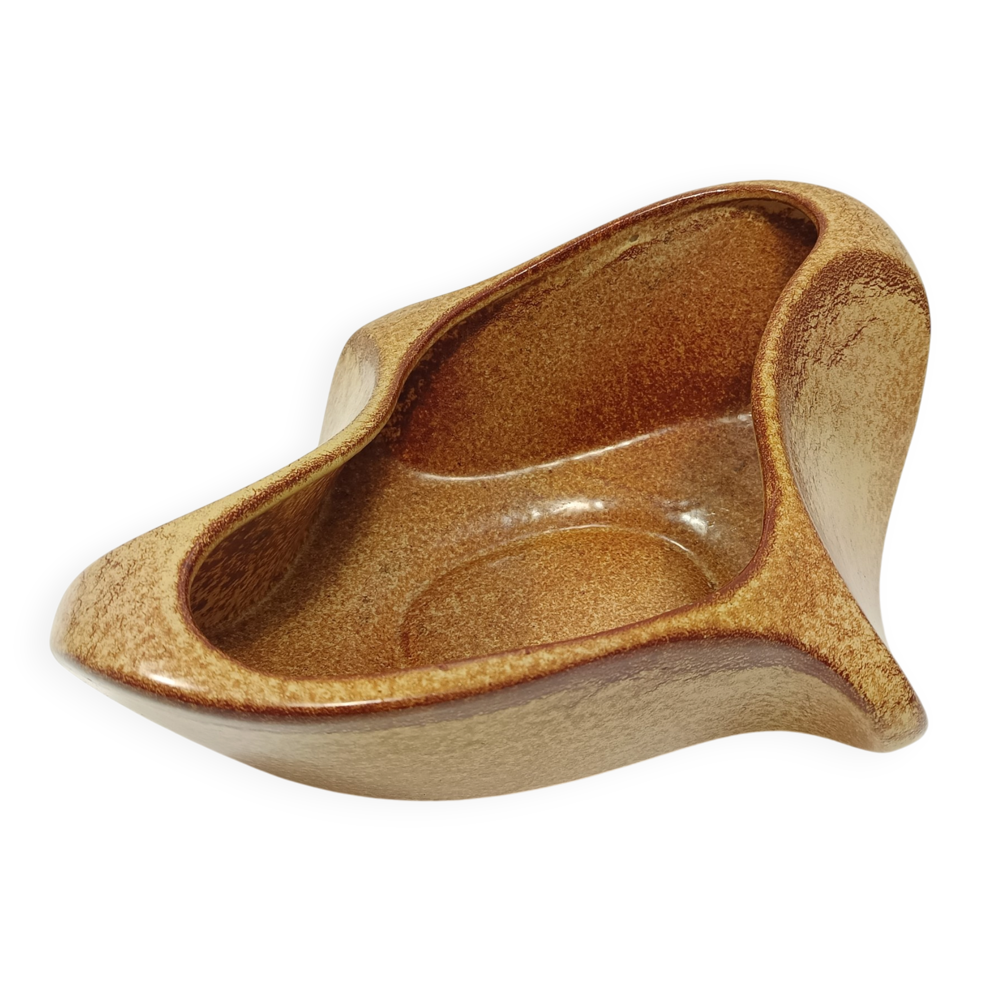 Brown Glazed Ceramic Trinket Bowl - Centerpiece by Bertoncello, Italy