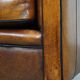 Sheep leather Art Deco design armchair finished with black piping