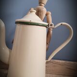 Beige enamel coffee maker