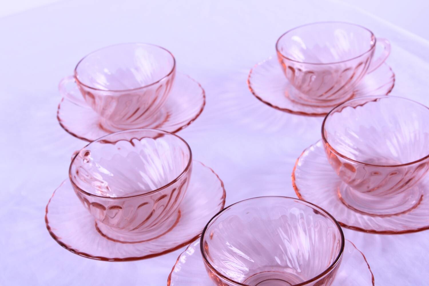 Rosaline pink glass coffee set