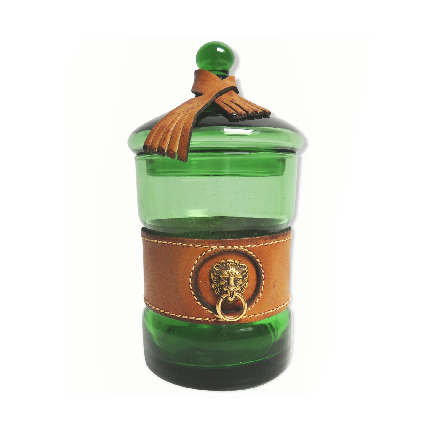 Vintage green glass bathroom container