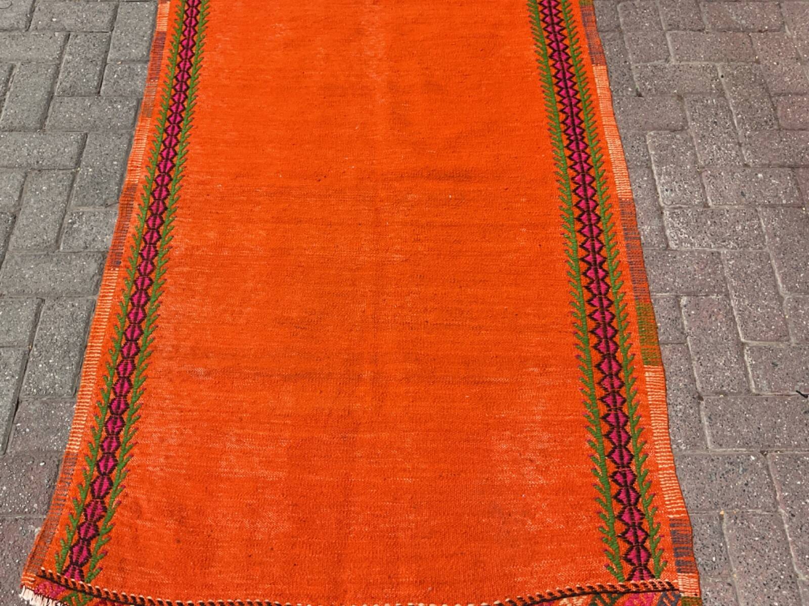 4x6 orange kilim rug, rug for kitchen, Anatolian rug, Kelim carpet