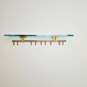 Brass and Glass R14G Wall-Mounted Coat Rack from Peter Ghyczy, 1980s
