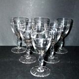 Set of 6 vintage stemmed glasses in glass cut with drops 11.5cm