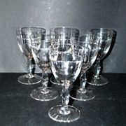 Set of 6 vintage stemmed glasses in glass cut with drops 11.5cm