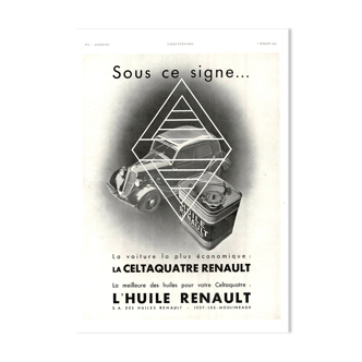 Affiche vintage années 30 Renault Automobiles