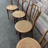 Lot of 4 chairs mismatched bistro curved wood