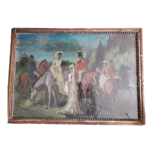 Tableau ancien à l'huile représentant