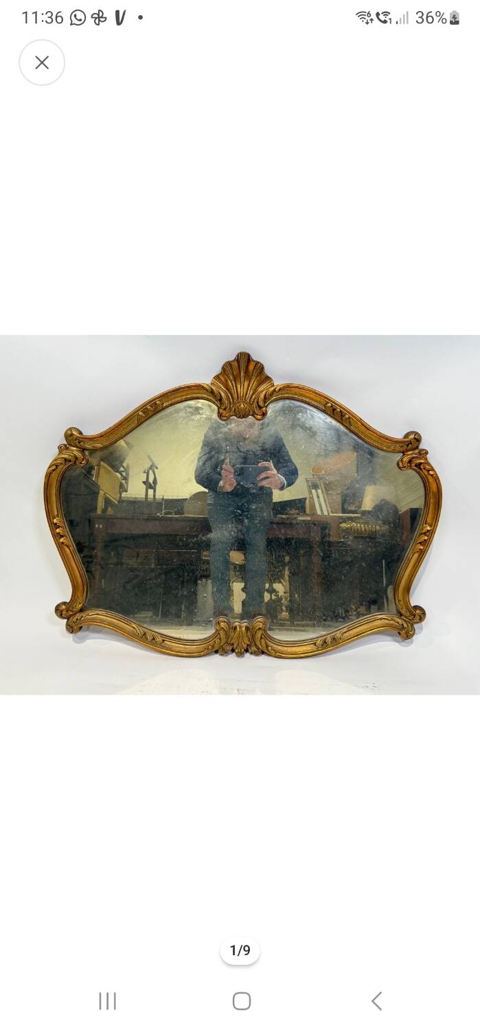 Antique mirror, 20th century, Louis XV style, gilded.