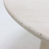 Large Italian Modern Round Travertine Dining Table 1970s