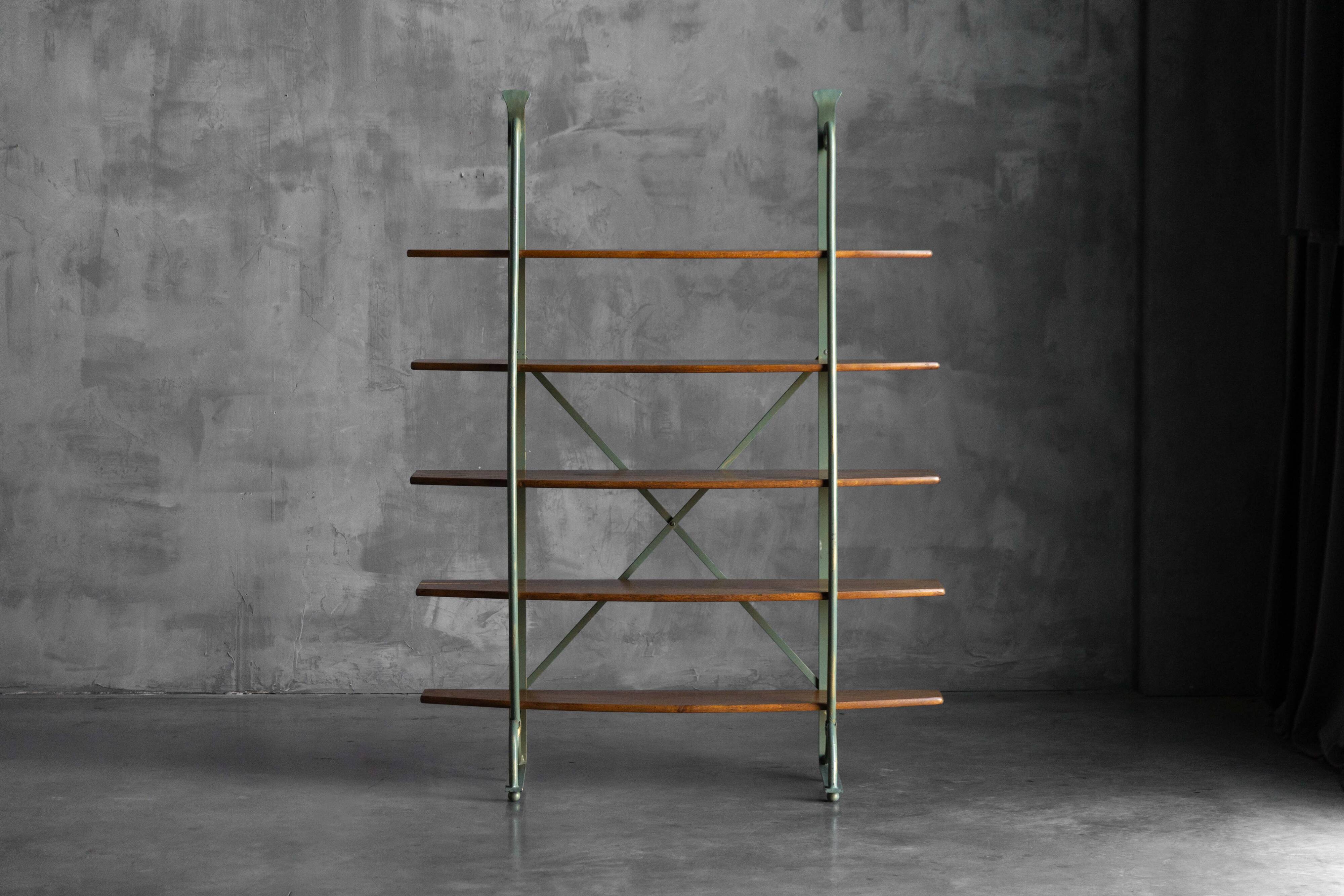 Bakery Display Rack with Iron Frame and Oak Shelves, France, 1920s