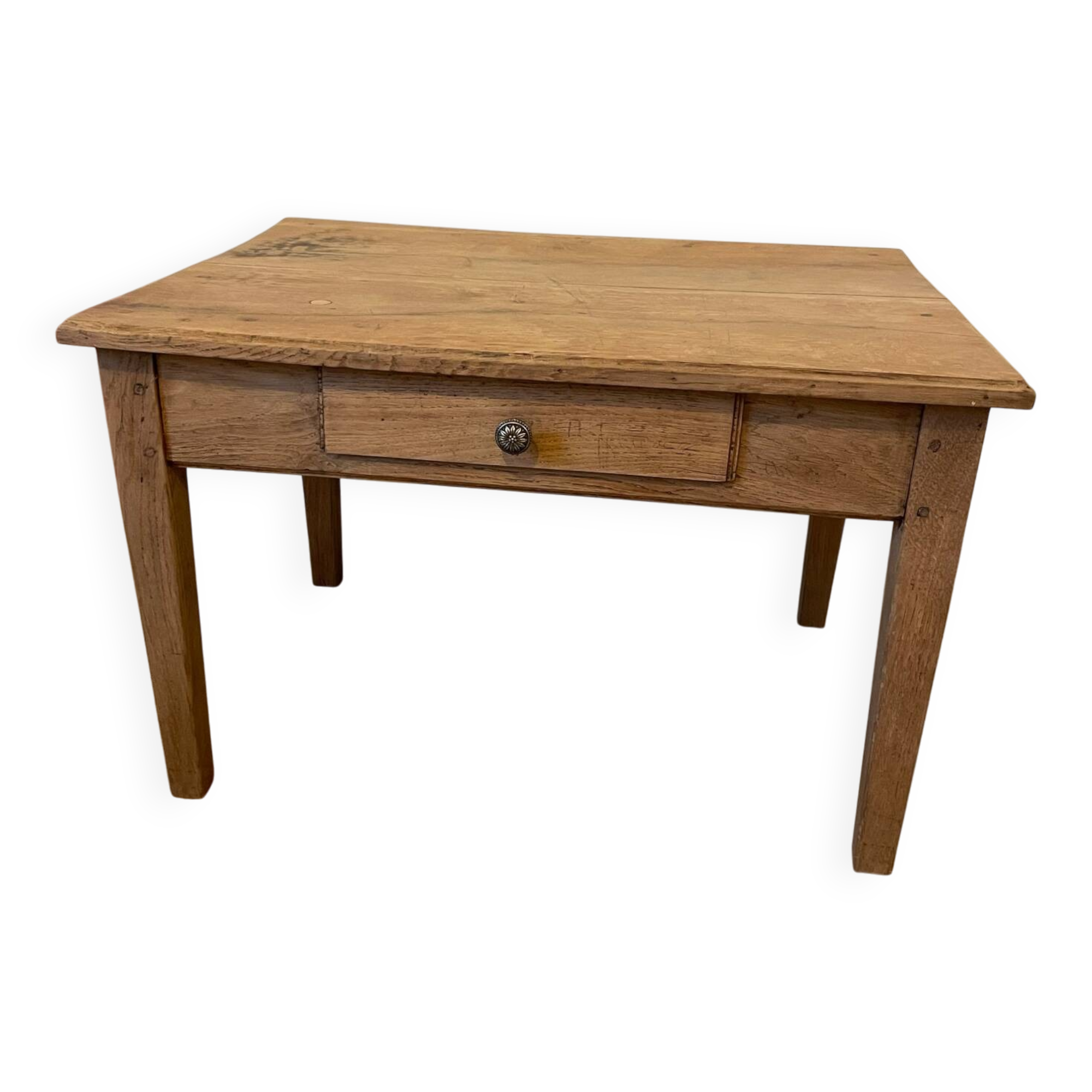 Farmhouse coffee table in solid oak with drawer — rustic style / ca