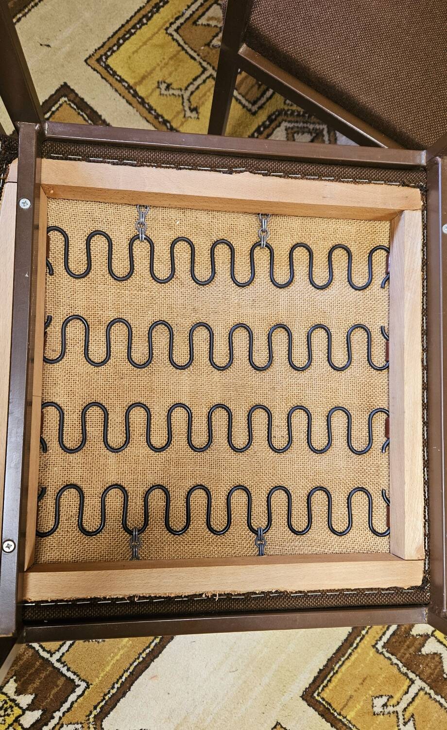 Set of 6 vintage black metal chairs from the 1970s