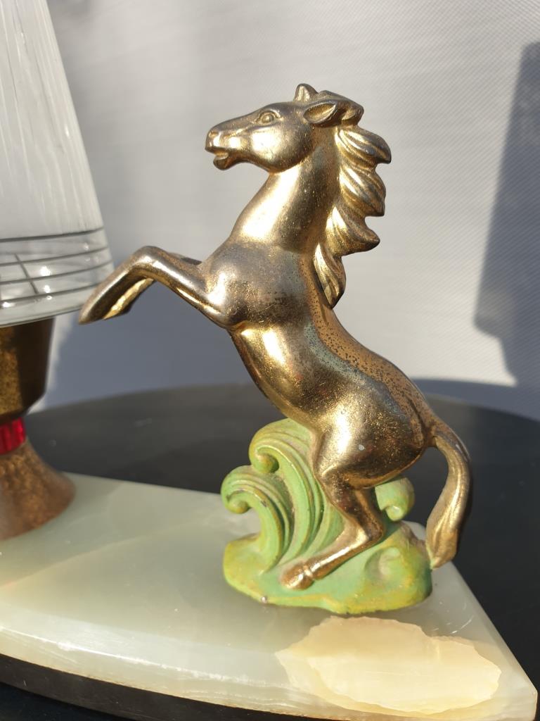 Art deco horse pitched bedside lamp 1930