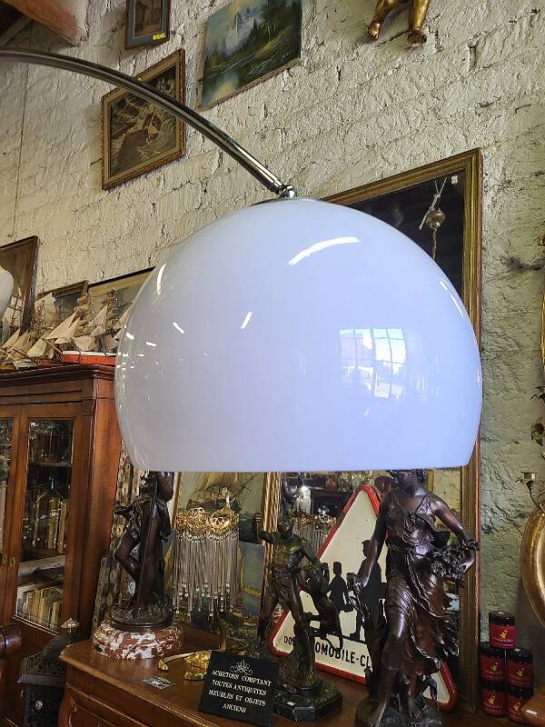 stainless steel and marble arc floor lamp