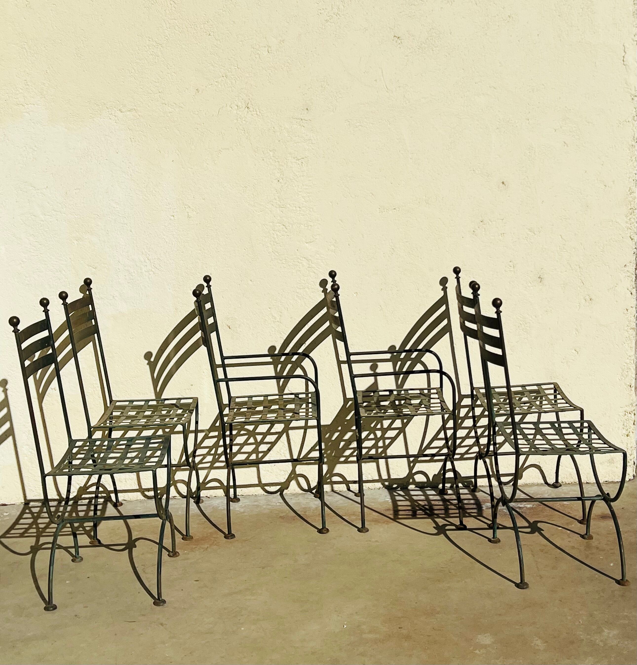 Wrought iron chairs and armchairs