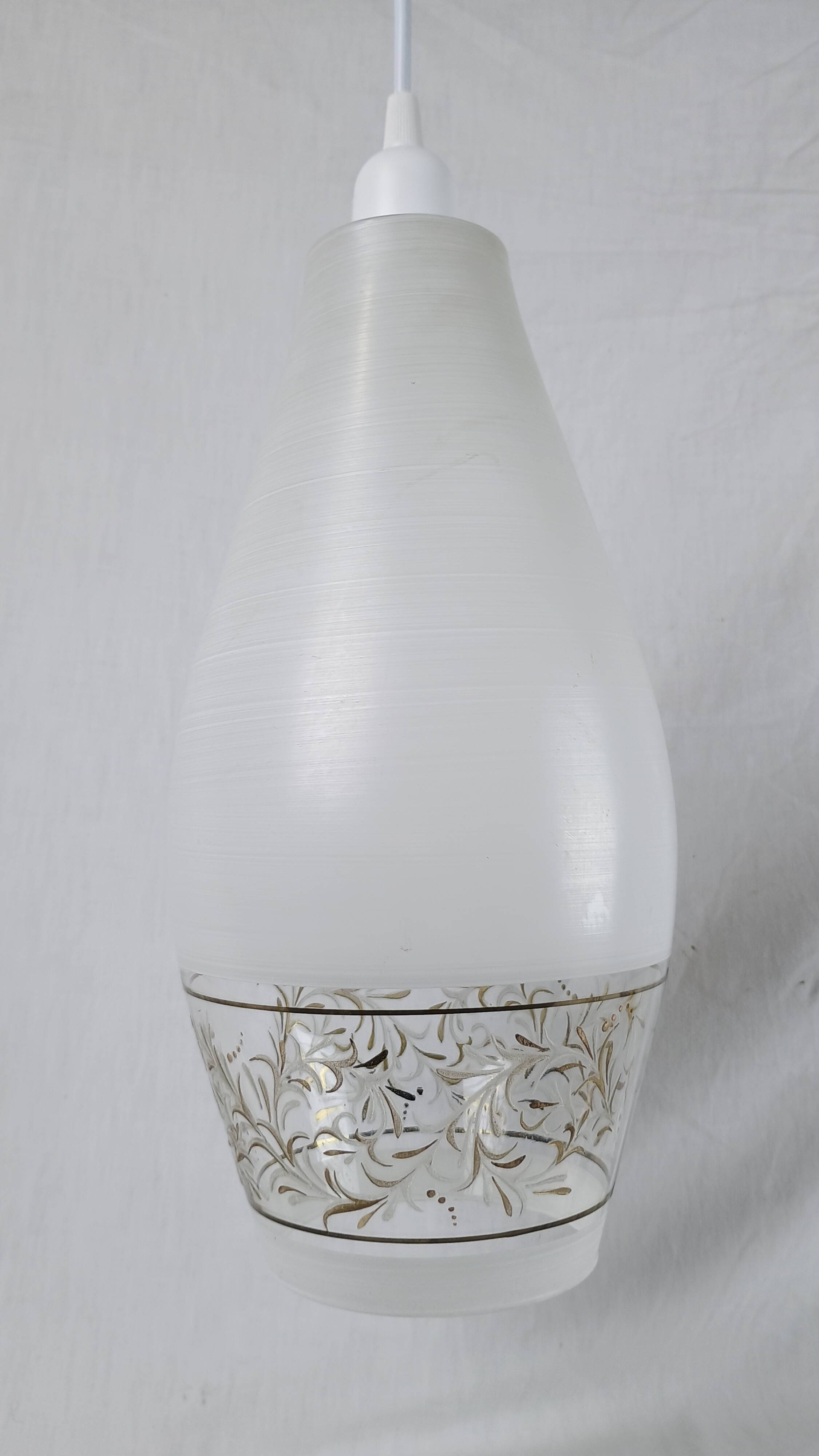 Lunel vintage textured glass pendant light, 1960s French design