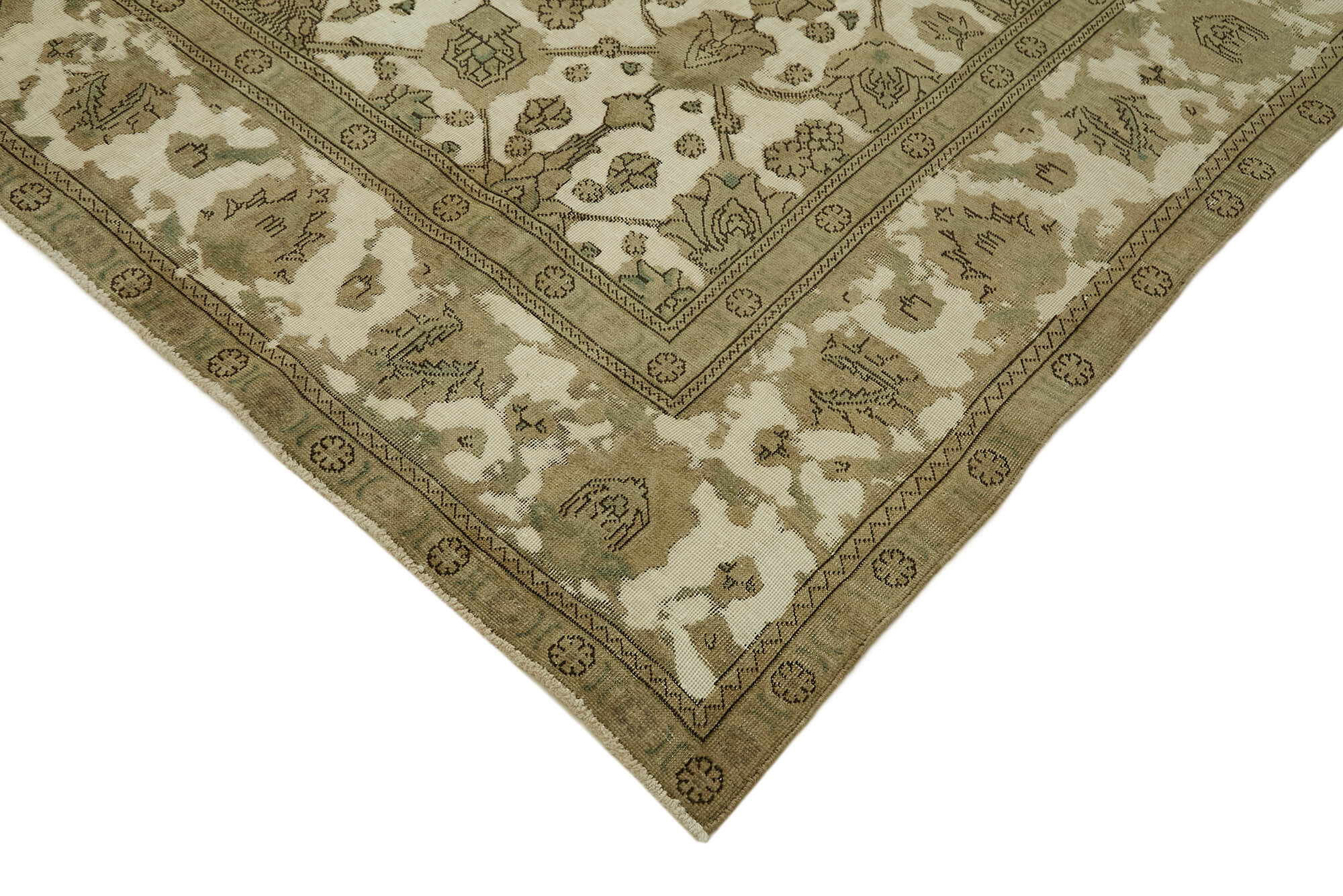 Hand-Knotted Anatolian Antique 1970s 280 cm x 376 cm Beige Wool Carpet