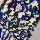 Tapis Berbère blanc et bleu Azilal - 165 x 73 cm