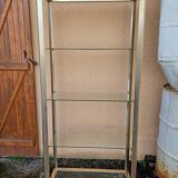 Vintage shelving unit in gold aluminum and glass