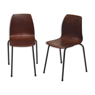 Pair of pagholz stacking chairs