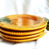 4 assiettes à poisson barbotine Sarreguemines vintage, assiettes vintage.