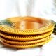 4 vintage Sarreguemines fish barbotine plates, vintage plates.