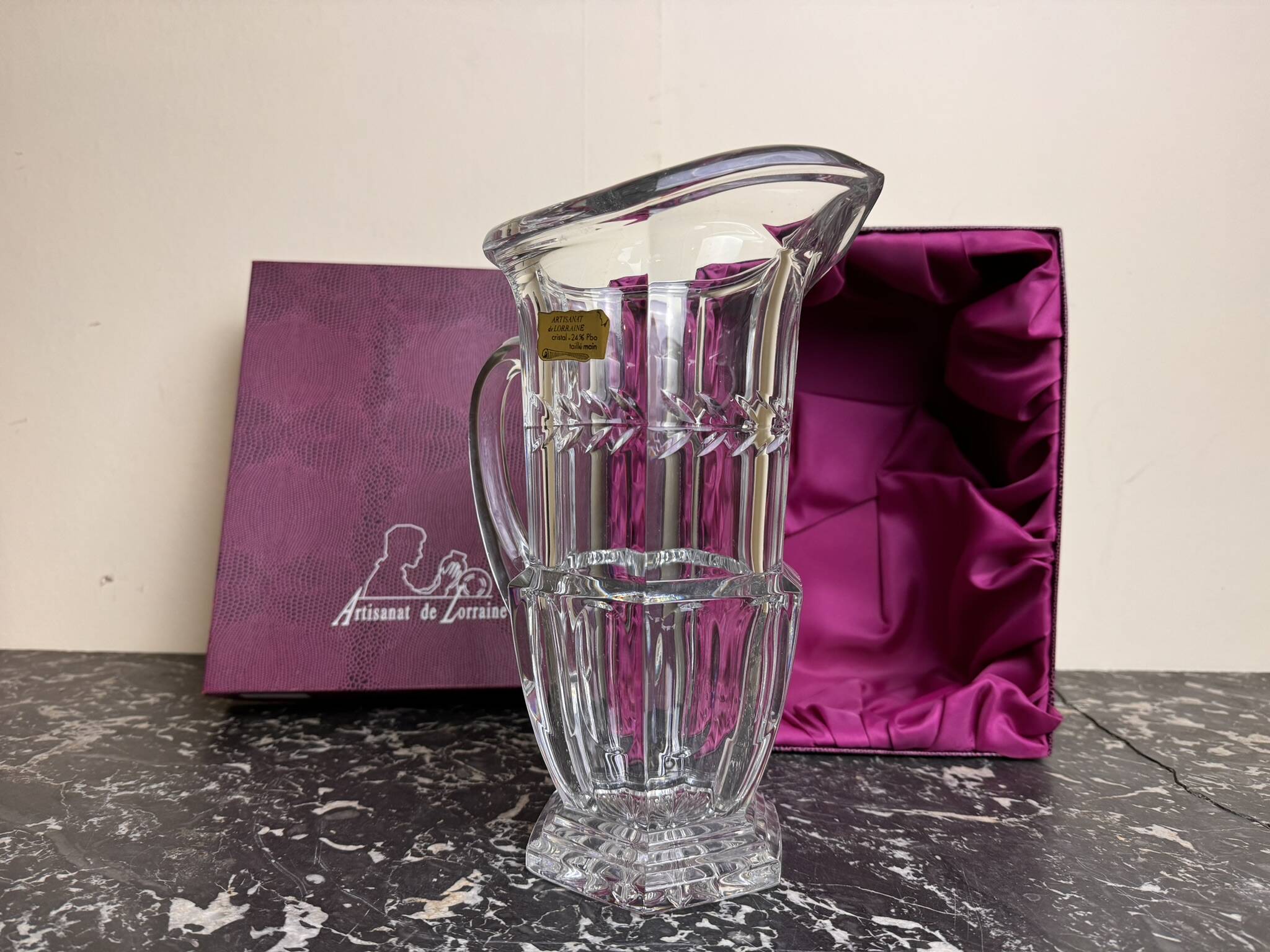 Cristal de Lorraine : carafe a eau avec coffret d'origine