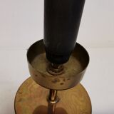 Swedish table lamp foot, made of wood, amber bubble glass and brass