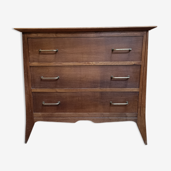 Scandinavian chest of drawers with three drawers in oak feet compass