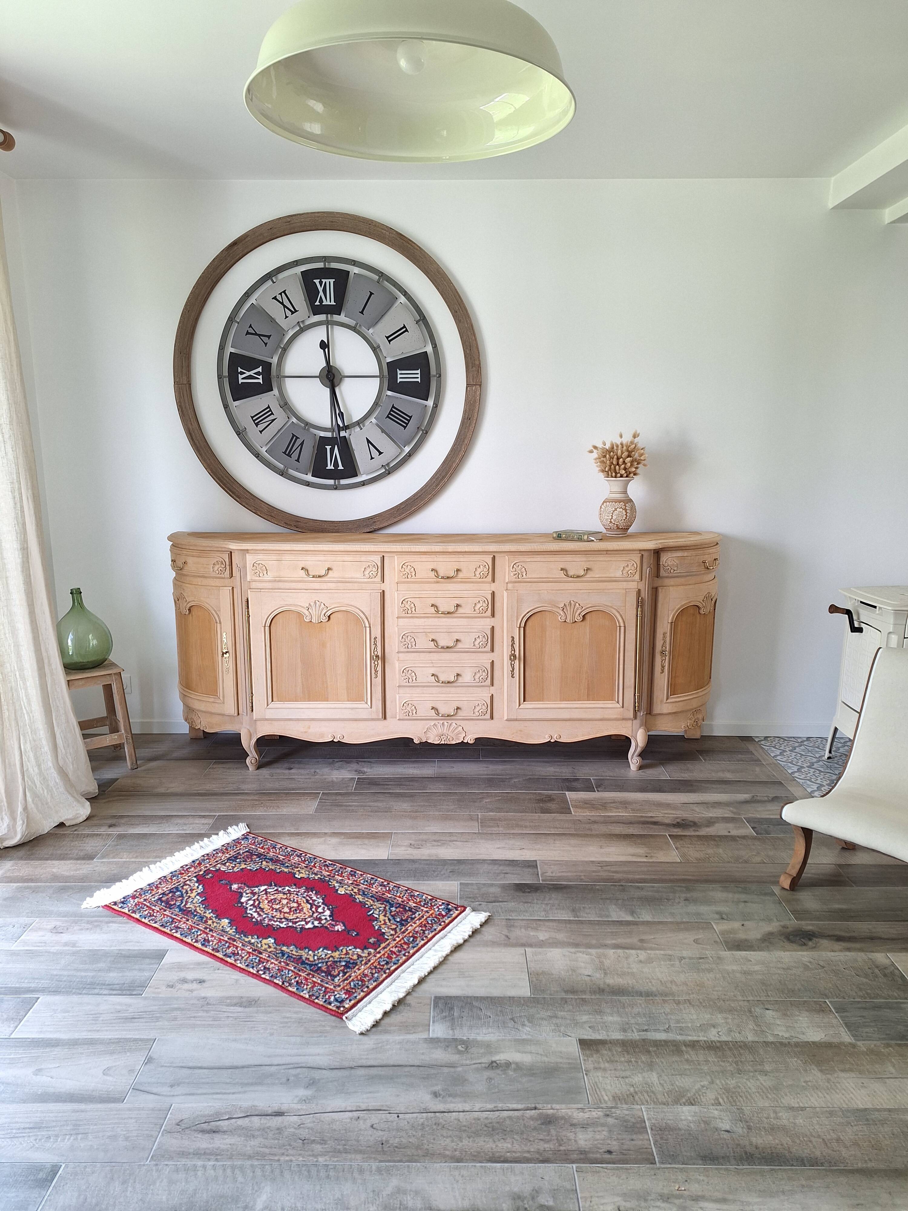 Low buffet in renovated solid cherry wood – Revisited Louis XV style – 250 cm