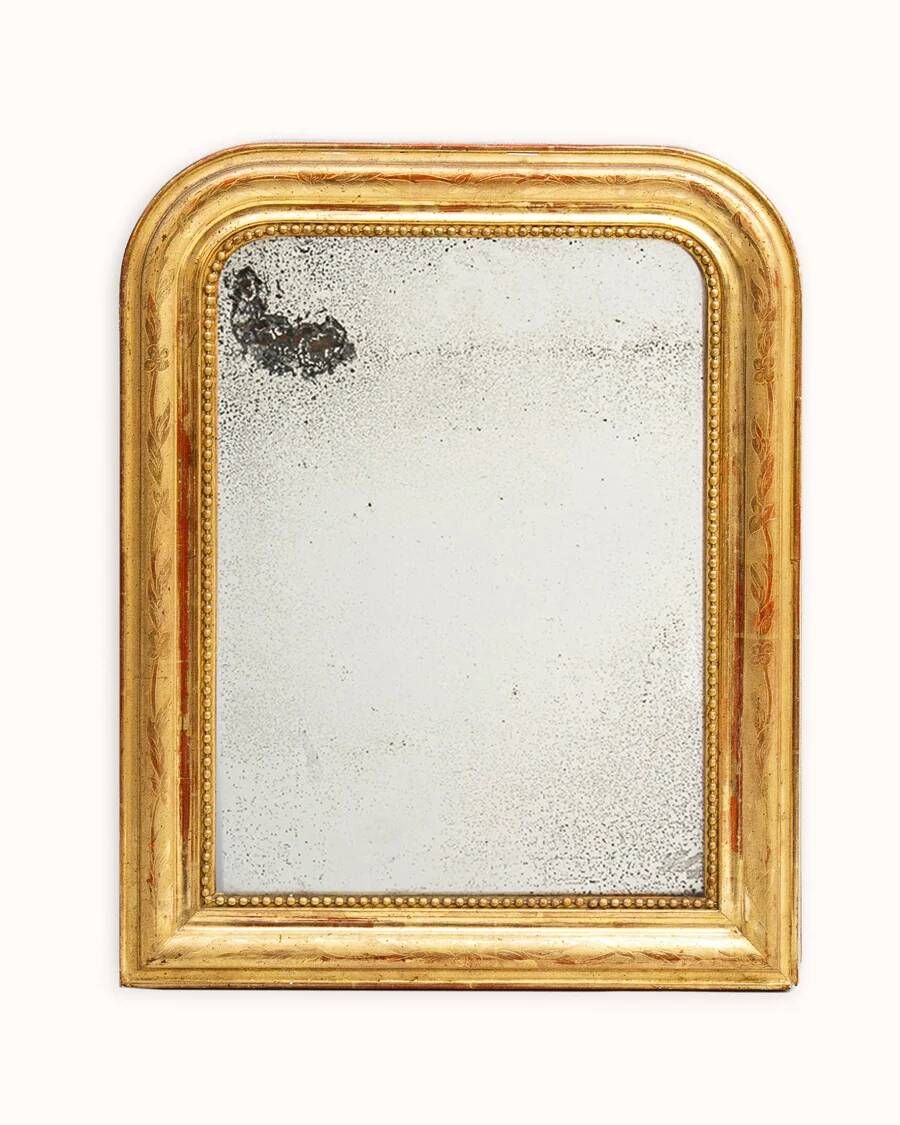 Set of two small French Louis-Philippe gilt red mirrors from the 19th century.
