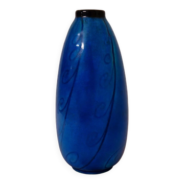 Ceramic vase signed Rosalba – deep Egyptian blue