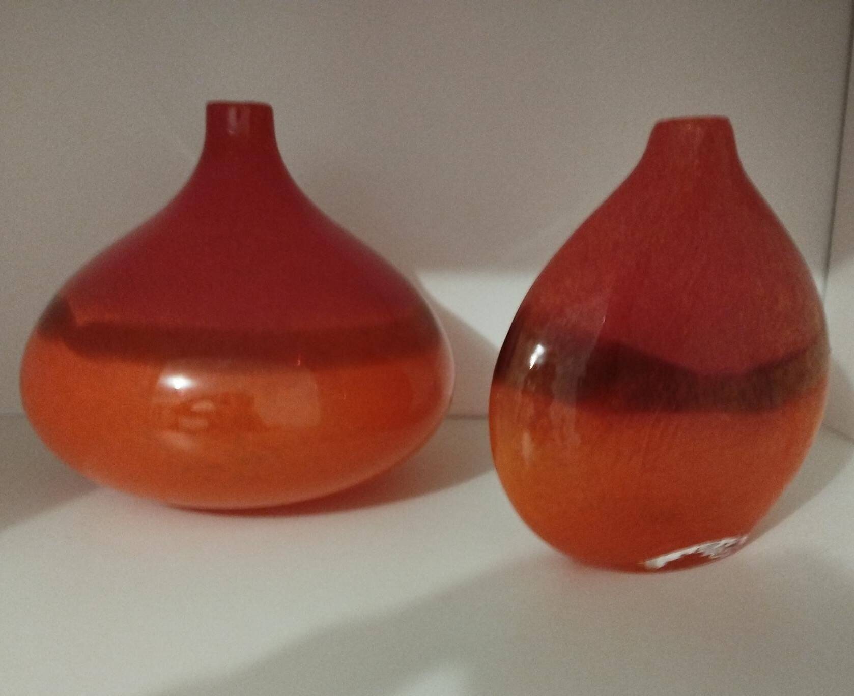Pair or 2 glass paste vases from the 80s vintage.