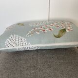 Sky blue patterned linen cushion