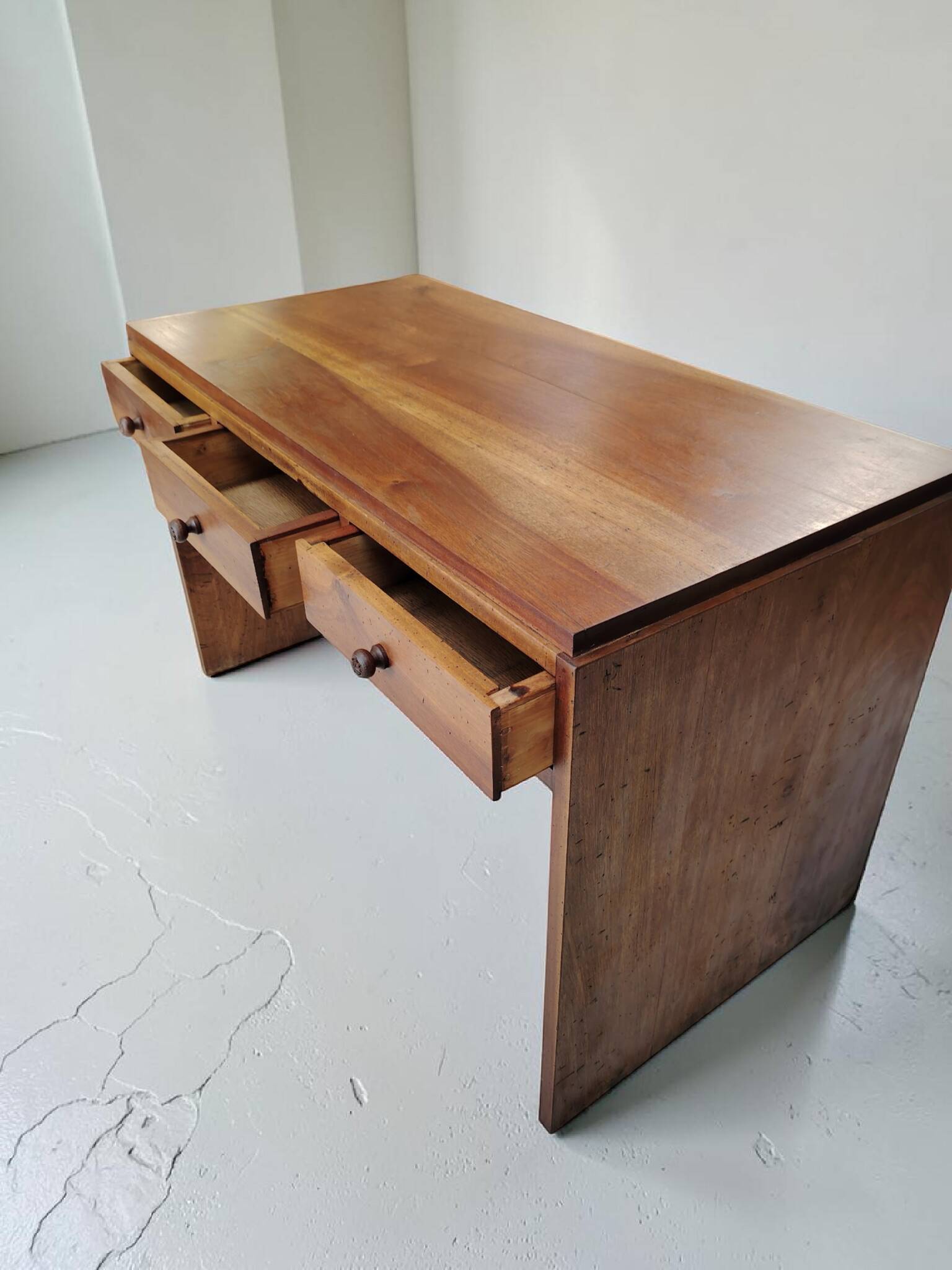 Modernist Solid Wood Desk with 3 Drawers - 1960