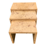 Set of 3 Rare Art Deco Burl Nesting Tables