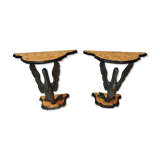 Pair of Italian lacquered and painted consoles