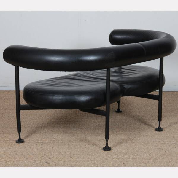 Two-seater leather banquette from the 1980s.