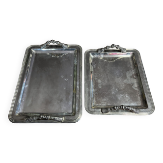 2 silver-plated serving trays circa 1900