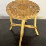Small vintage rattan side table