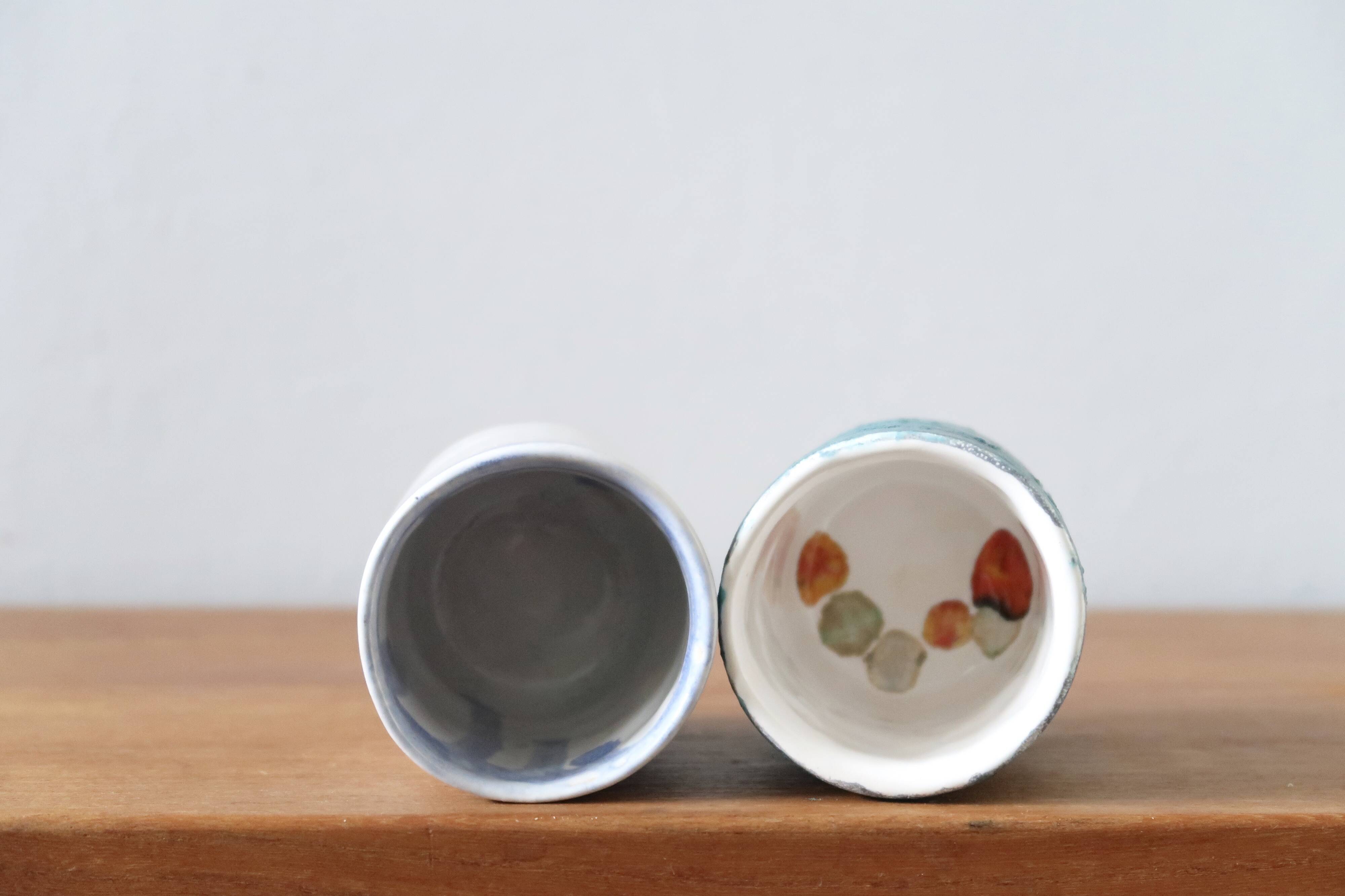 Duo of ceramic espresso cups by Nicole Fichot