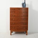 Scandinavian mahogany tallboy with brass handles