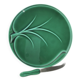 60's ceramic leaf cheese board