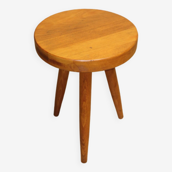 Vintage tripod shepherd stool in solid ash, 1950s