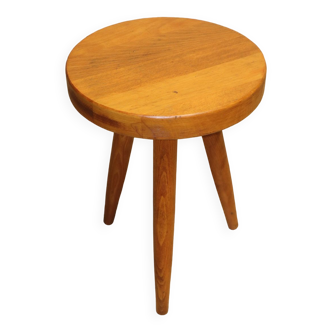 Tabouret de berger vintage tripode en frêne massif, 1950